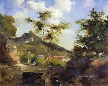 Camille Pissarro Painting - village at the foot of a hill in saint thomas antilles Camille Pissarro